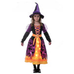 Spooktacular Creations Girls Light Up Bat Witch Tutu Costume, Toddlers Witch Dress with Hat and Broom for Kids Halloween Role Play Themed Parties, Purple Orange, 3T