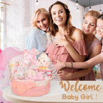 Baby Girl Gifts,Baby Shower Gift Baskets for Girls,Gender Reveal Gifts,Unique Baby Girl Newborn Essentials with Blanket Rattle Toys