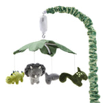 The Peanutshell Crib Mobile for Boys or Girls - Grey and Green Camo Musical Baby Crib Mobile with 12 Lullabies, Dino Baby Dinosaur Nursery Decor