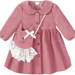 Mioglrie Toddler Girl Fall Dress Baby Girl Winter Clothes 6 12 18 24 Months Outfit Cute Dresses for Girls with Satchel
