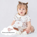 pureborn Baby Girls Dress Cotton Short Sleeve Casual Dress with Bloomer Animal Paradise 12-18 Months