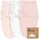 3-Pack Organic Baby Swaddle Sleep Sacks - Swaddles for Newborns, Infant 0-3 Months, Baby Girls, Boys, Soft & Snug Newborn Sleep Sack, Nursery Swaddling Blankets, Velcro Closure (ABC Land Rose)