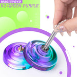 MAGICYOYO K2 Crystal Responsive Yoyo for Kids Beginners with Extra Unresponsive Yo Yo Bearing, Professional Plastic Trick Yo Yo for Adults+12 Stings+Bearing Removal Tool+Storage Bag(Green Purple)