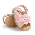 Kutterild Baby Girl Sandals Flower Bowknot Soft Sole Anti Slip Rubber Wedding Dress Flats Toddler First Walking Shoes (Pink Flower, 0_months-6_months)