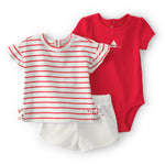 Carter's Girl 3-Piece Short Set, Red/White, 18M