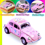 Girls Car Toy, Beetle Model 1:36 Alloy Metal Diecast Classic Vehicle Model Toy, Unicorn Car Pull Back Model Collection Gift Ornament for Kids Aldult(Pink)