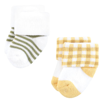 Hudson Baby Infant Girl Cotton Rich Newborn and Terry Socks, Sunflower, 0-6 Months