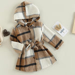 Toddler Baby Girl Dress Coat Long Sleeve Plaid Baby Girl Fleece Jacket Fall Winter Outerwear Outfit