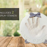 Baby Handprint Footprint Keepsake Ornament Kit (Makes 2) - Bonus Stencil for Personalized Christmas, Newborn, New Mom & Shower Gifts. 2 Easels! Non-Toxic Clay, Air-Dries Light & Soft, Won't Crack.
