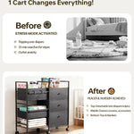2-in-1 Baby Diaper Caddy Organizer and Storage-3 Tier Rolling Baby Cart with Dividers and Drawers, Baby Essentials for Nursery Storage, Mobile Utility Cart with Wheels Large Capacity Easy To Assemble