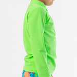 RUGGEDBUTTS® Baby/Toddler Boys Long Sleeve Rash Guard Swim Shirt w/UPF 50+ - Neon Honeydew, 3-6m