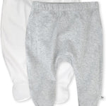 2-Pack Footed Pants Roomy Fit Pull on Bottoms 100% Organic Cotton for Infant Baby Boys, Girls, Unisex