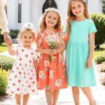 PATPAT Toddler to Big Girl Dress Bundle – Comfortable Outfits for Any Season, Purple Flower, 3-4T