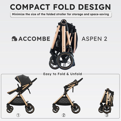 Accombe 2 in 1 Baby Stroller, Convertible Bassinet Pushchair for Infants and Newborns 0-36 Months