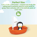 PlanToys® Wooden Penguin Sailing Boat Bath Toy for Toddlers | Montessori Floating Toy for Kids | Eco-Friendly Baby Water Toy for Bathtub, Pool & Water Table