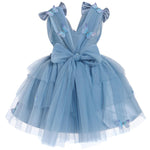 IMEKIS Butterfly Dress for Girls: 2nd 3rd Birthday Outfit Cake Smash Kids Princess Formal Toddler Easter Dress Baby Flower Tutu Tulle Tea Party Graduation Wedding Dusty Blue Butterfly 2-3T