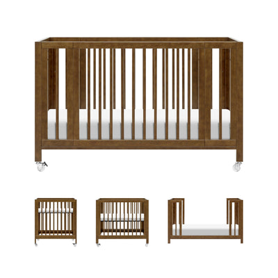 Babyletto Rolli 9-in-1 Convertible All-Stages® Bassinet to Full-Size Crib in Natural Walnut, Greenguard Gold Certified, Portable & Adjustable with Select Conversion kit and Pads Included