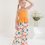 Toddler Clothes 2t 3t Girl Summer Clothes Kids Cute Yellow Halter Crop Tops High Waist Flower Pants Toddler Girl Summer Outfits Children Clothing Set