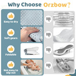 Orzbow Baby Bath Support, Foldable Newborn Bathtub 0-6 Months, Non-Slip Soft Baby Bath Tub with Suction Cups, Ergonomic Design, Newborn Infant Essentials Must Haves, Gray