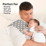 Organic Burp Cloths Baby Boy & Girl - 5-Pack Super Absorbent Cotton Burping Cloths for Babies, Soft & Plush Newborn Spit Up Rags, Infant Towels for Milk Spit Up, Unisex, Large 21" x 10" (Grayscape)