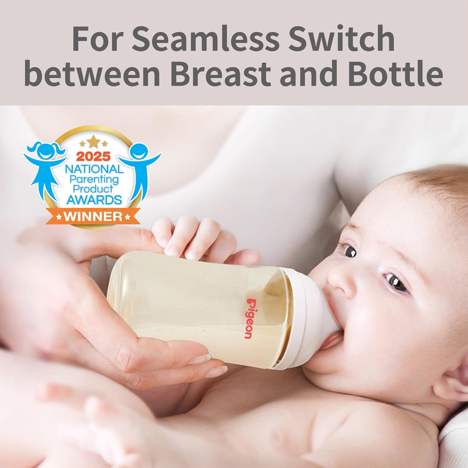 Pigeon PPSU Nursing Baby Bottle Wide Neck, Anti-Colic, Streamlined Body, Natural Feel, Easy to Clean, 8.1 Oz(Pack of 2), Includes 2pcs M Nipples (3m+)