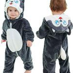 Unisex Baby Flannel Romper Animal Onesie Costume Hooded Cartoon Outfit