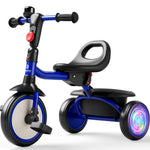 besrey Kids Tricycle with Flash Wheels for Ages 18 Months to 5 Years, Toddler Tricycle with Bell, Kids Tricycle, Gift for 2-5 Year Olds, Gift and Toy for Boys and Girls, Tricycle for Toddlers, Blue