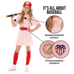 Morph Kids Baseball Costume Girls Peach Pink Baseball League Costume Outfit Halloween Costume For Girls 3-4 years
