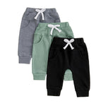 allshope Toddler Baby Boy Fall Pants Active Jogger Casual Athletic Trousers Solid Color Pocket Elastic Waist Harem Bottoms (Waffle Grey Green Black, 12-18 Months)