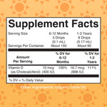 MARYRUTH'S USDA Organic Vitamin D Drops | Vitamin D3 Liquid | Sugar Free | Liquid Vitamin D Drops Immune Support for Infants & Toddlers | VIT D3 | Gluten Free | Non-GMO | 90-150 Servings