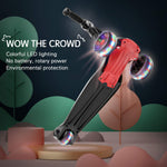 LOL-FUN Scooter for Kids Ages 3-5 Years Old Boy Girl with 3 Wheels, Extra-Wide Children Foldable Kick Scooter Kids Ages 6-12 Toddler with 4 Adjustable Height and Lean-to-Steer - Black