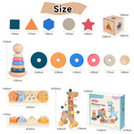 Ingbear 4-in-1 Wooden Montessori Toys for 3+ Year Old - Educational Sensory Toys for Toddlers Aged 3+, Baby Learning Toys for Boys and Girls, Christmas Birthday Gifts