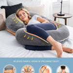 INSEN Pregnancy Pillow,Maternity Body Pillow with Velvet Cover,C Shaped Body Pillow for Sleeping (Grey)