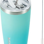 BJPKPK 30oz Stainless Steel Tumbler Color Block Insulated Tumblers Cup with Lid and Straw, Double Walled Travel Coffee Mug,Mint