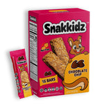 Snakkidz chocolate chip snack bar packaging with a cartoon squirrel on a white background