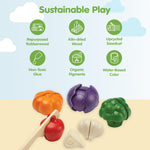 PlanToys 5 Wooden, Colorful Vegetable (Veggie) Food Playset (3431) | Sustainably Made from Rubberwood and Non-Toxic Paints and Dyes.