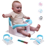 Baby Bath seat for Babies 6 Months & up, 360° Stable Toddler Bath Chair with one-Touch Button, Back Hollow Design, Water Temperature Card & 4 Suction Cups for Safety (Gray)