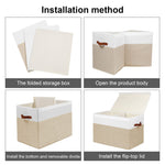 Gowee Large Toy Storage Box with Lid, Sturdy Toys Storage Chest Bin Organizer Basket with Dividers for Kids, Boys, Girls, Nursery, Closet, Bedroom, Playroom 25"x13" x16" (Beige and White)