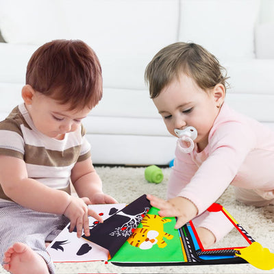 Tummy Time Baby Mirror Infant Toys Newborn 0 3 Months Brain Development Crinkle Cloth Book Teether Black and White High Contrast Baby Toys 2 4 5 0-6 Month Boys Girls Shower Gift Easter Basket Stuffers