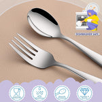 DEHOV Toddler Eating Utensils Set,Set Of 12 Food Grade Stainless Steel Silverware Sets For Kids,Dishwasher Safe Children Small Metal Spoons And Forks Flatware Sets