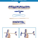 PLAYSTEM Balsa Wood Airplane Kit - 4 Pack Model Gliders & Rubber Band Powered Planes | Outdoor Toy Set for Kids | STEM Learning Airplanes | Easy Assembly No Glue Needed