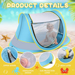 Baby Beach Tent,Large Pop Up Beach Tent Sun Shade for Beach,Portable Baby Travel Tent with Mosquito Net,Indoor Baby Play Tent,UPF 50+ UV Protection Sun Shelter