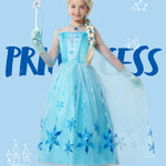 Spooktacular Creations Halloween Kids Ice Princess Dresses, Light-Up Princess Costume for Girls, Sequin Snowflake Long Cape Gown for Toddler Birthday, Halloween Dress-Up Party (3T, 3-4 yrs)