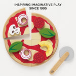Le Toy Van - Childrens Wood Pretend Play Food | Wooden Honeybake Pizza Pretend Food Toy Playset | Toy Kitchen Accessories Play Food Role Play Toy (TV279)
