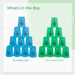 yeesport Sport Stacking Cups, 96pcs Sports Stacking Cups Sports Training Game for Challenge Competition Travel Party Gift for Kids and Adults (4 Blue+ 4 Green) 1