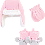 Hudson Baby Girls' Trapper Hat, Mitten and Bootie Set