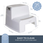Dreambaby 2-Up Step Stool - Toddler Step Stool for Bathroom Sink and Kids Toilet Potty Training - Step Stools for Toddlers with Non-Slip Base and Carry Handles - Supports up to 200lbs Weight Capacity