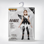Spooktacular Creations Child Twisted Angel Costume, Girls Half Angel Half Devil Dress, Kids Outfit Set with Wings and Headband for Halloween Party Role Play, L
