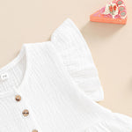 BemeyourBBs Summer Toddler Girl Clothes Baby Girl Ruffle Sleeveless Shirt with Buttons Bow Bloomers Shorts Set Cute Outfits