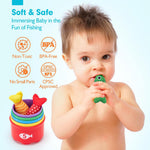 hahaland Montessori Toys for 1 Year Old - 10 in 1 Cloth Toddler Fishing Game with Stacking Cups, Baby Toy 12-18 Months One Year Old Boy Birthday Gift, Toddler Toys for 1 2 Year Old Boy Girl Gifts